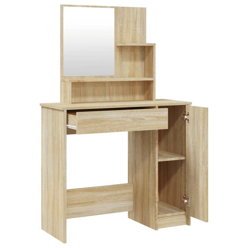 Sminkebord Med Speil Sonoma Eik 86,5X35X136 Cm