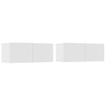 Tv-Benker 2 Stk Hvit 80X30X30 Cm Konstruert Tre