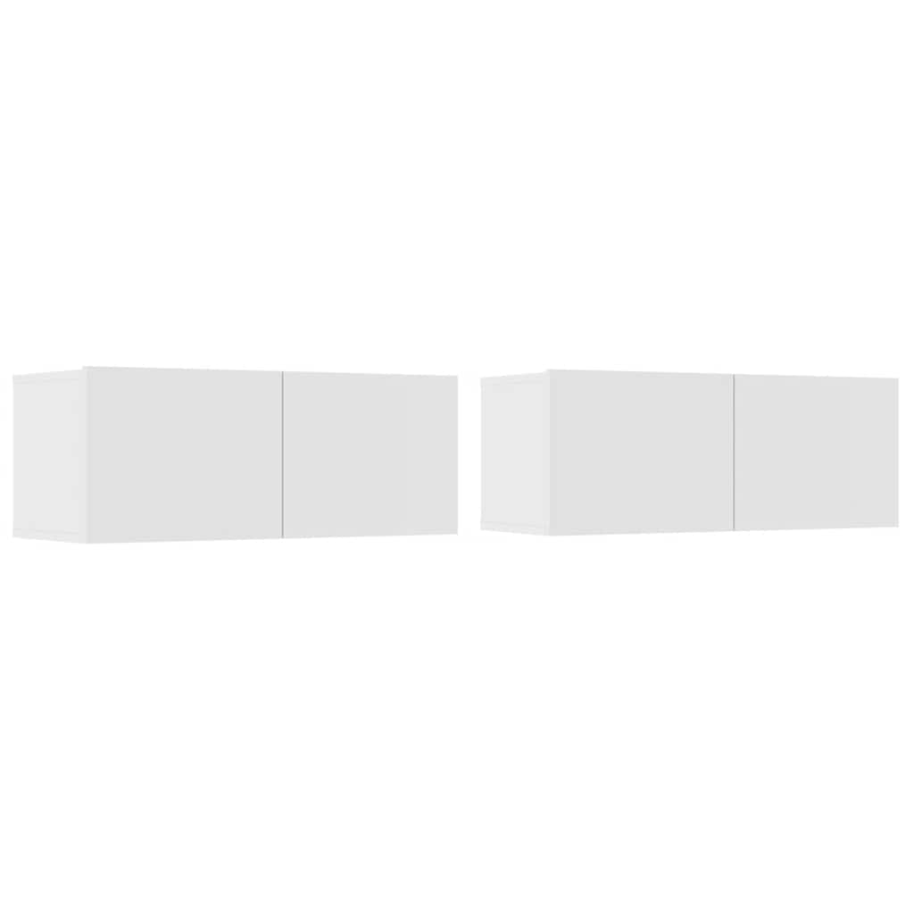 Tv-Benker 2 Stk Hvit 80X30X30 Cm Konstruert Tre