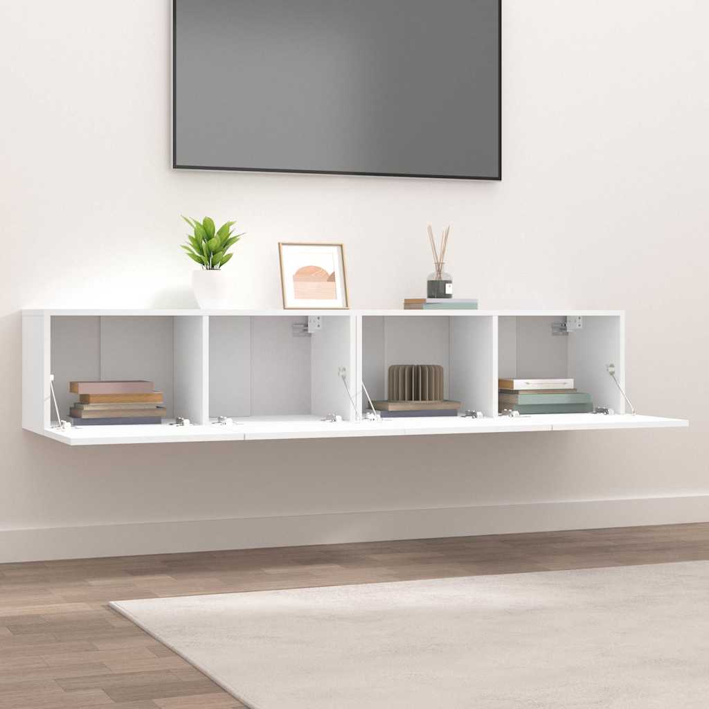 Tv-Benker 2 Stk Hvit 80X30X30 Cm Konstruert Tre