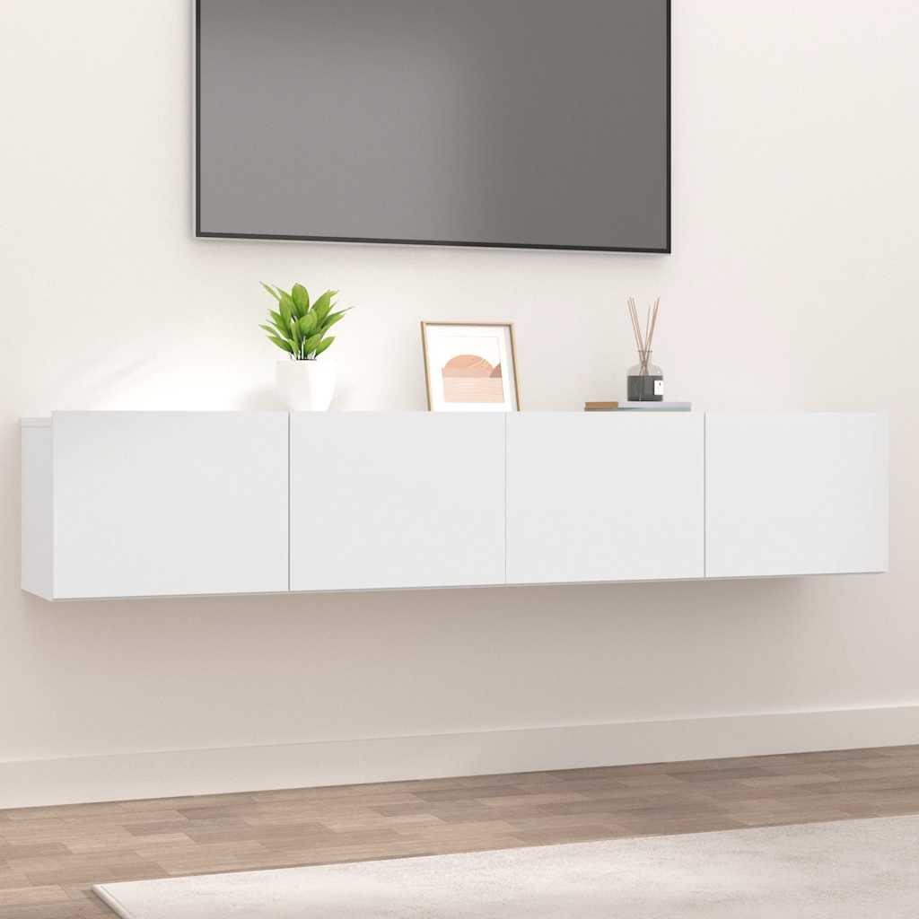 Tv-Benker 2 Stk Hvit 80X30X30 Cm Konstruert Tre