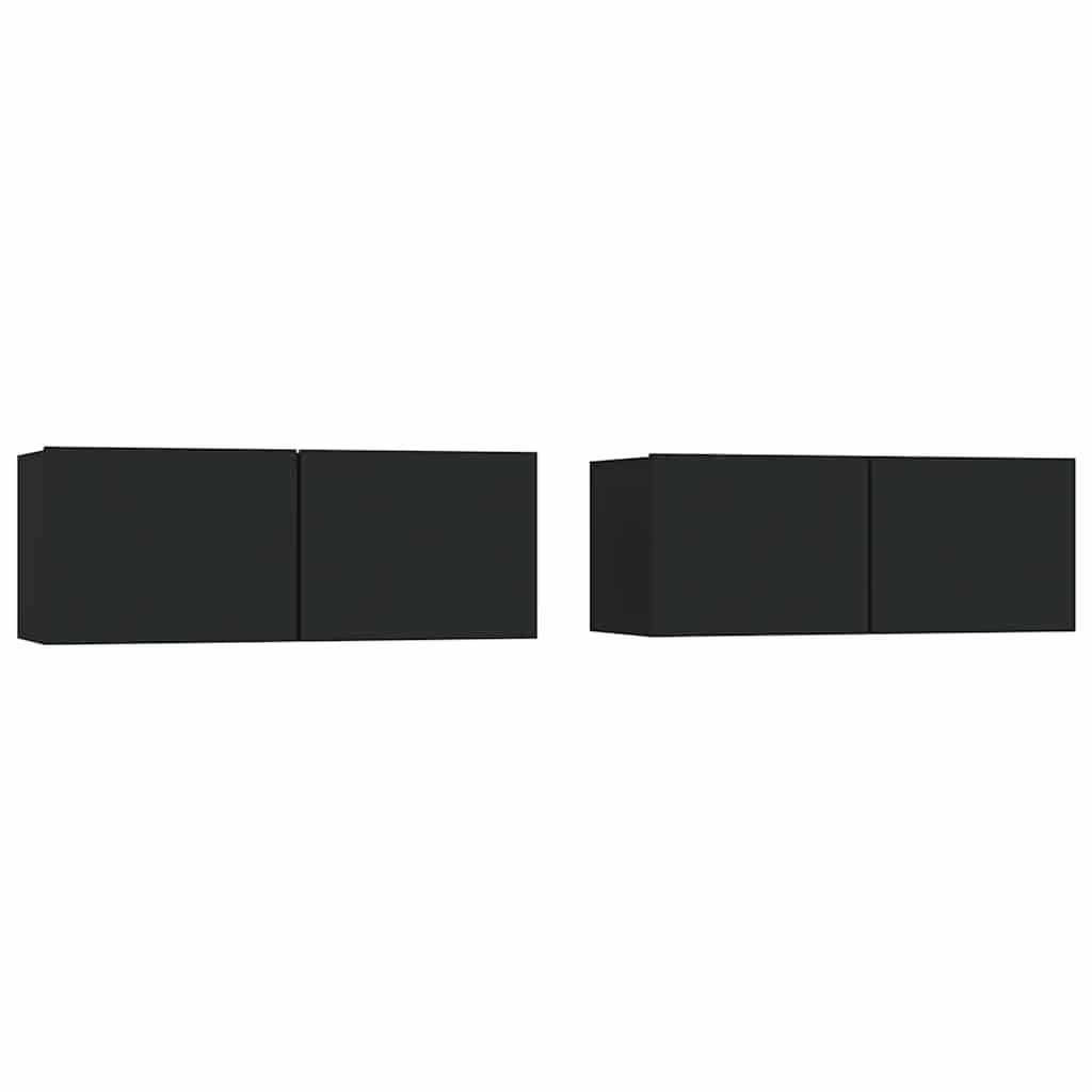 Tv-Benker 2 Stk Svart 80X30X30 Cm Konstruert Tre