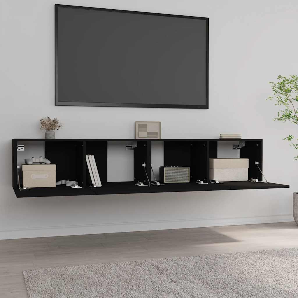 Tv-Benker 2 Stk Svart 80X30X30 Cm Konstruert Tre