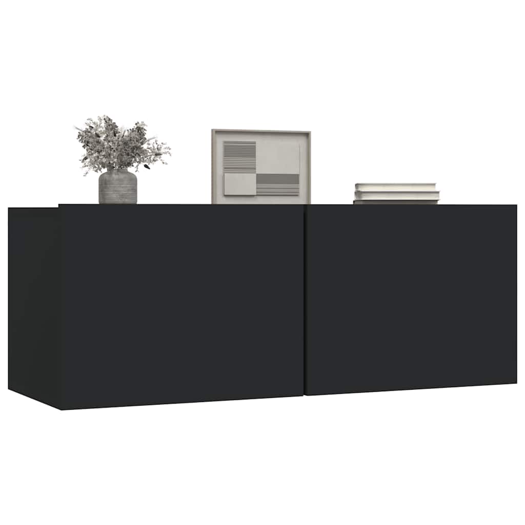Tv-Benker 2 Stk Svart 80X30X30 Cm Konstruert Tre