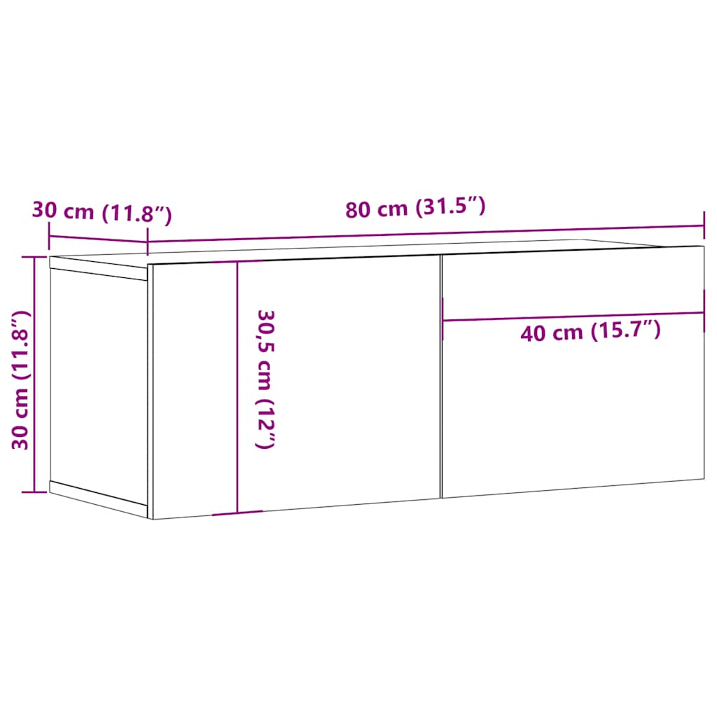 Tv-Benker 2 Stk Svart 80X30X30 Cm Konstruert Tre