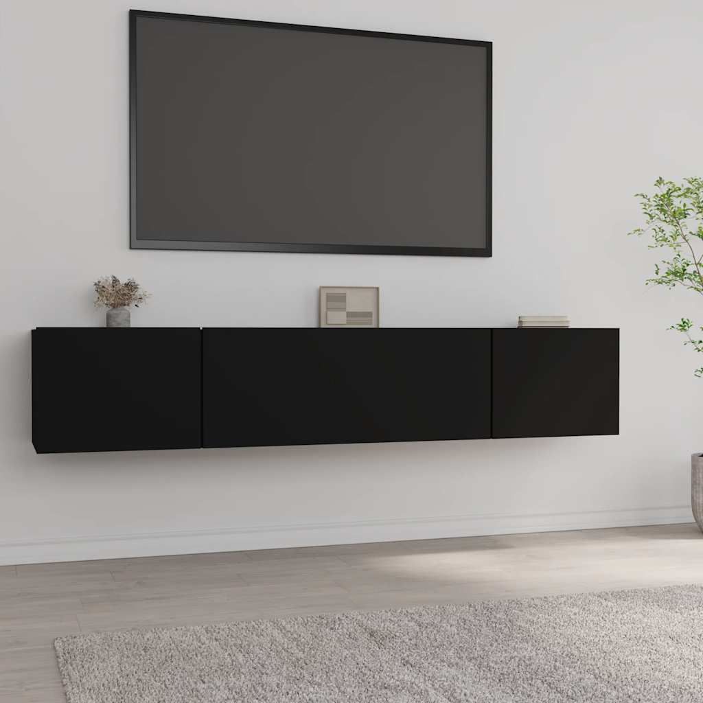 Tv-Benker 2 Stk Svart 80X30X30 Cm Konstruert Tre