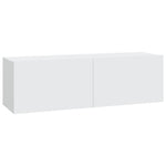 Vegghengte Tv-Benker 2 Stk Hvit 100X30X30 Cm Konstruert Tre