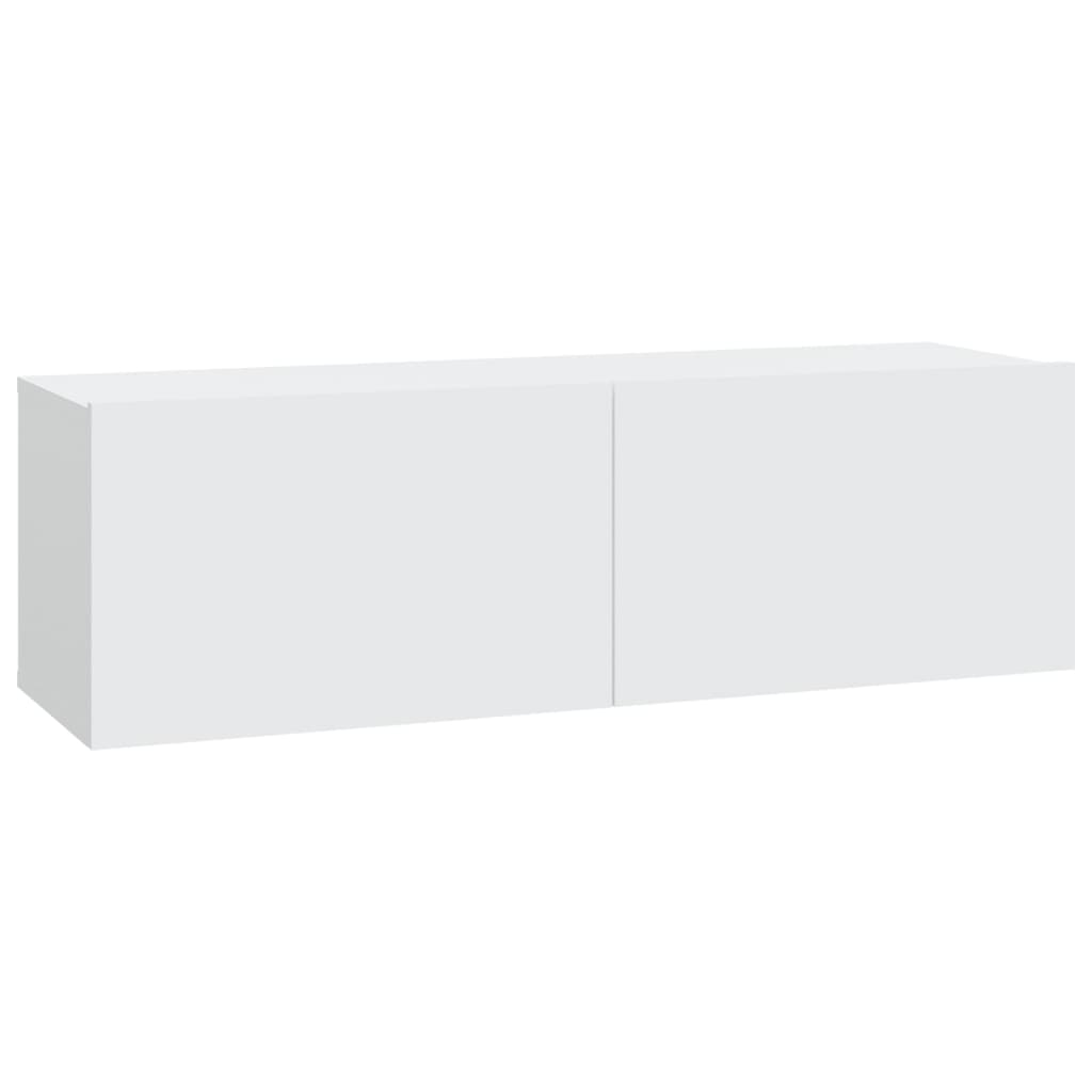 Vegghengte Tv-Benker 2 Stk Hvit 100X30X30 Cm Konstruert Tre