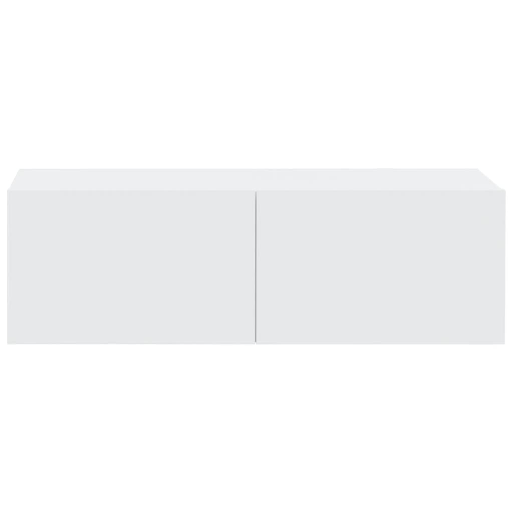 Vegghengte Tv-Benker 2 Stk Hvit 100X30X30 Cm Konstruert Tre
