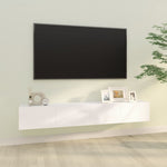 Vegghengte Tv-Benker 2 Stk Hvit 100X30X30 Cm Konstruert Tre