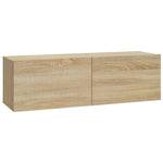 Vegghengte Tv-Benker 2Stk Sonoma Eik 100X30X30Cm Konstruert Tre