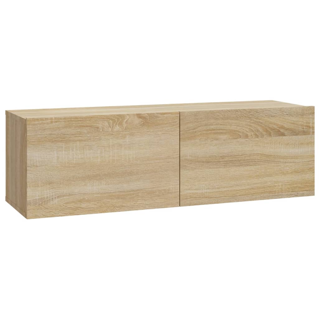 Vegghengte Tv-Benker 2Stk Sonoma Eik 100X30X30Cm Konstruert Tre