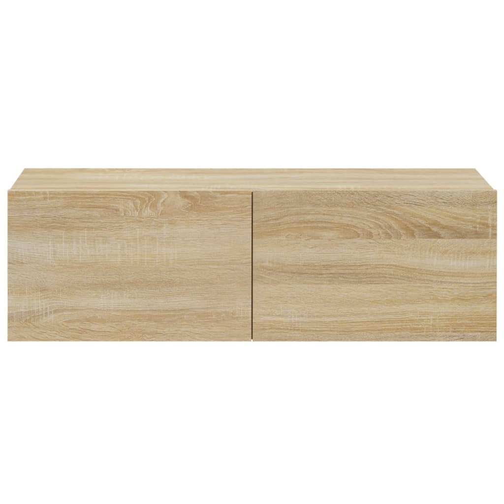 Vegghengte Tv-Benker 2Stk Sonoma Eik 100X30X30Cm Konstruert Tre