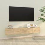 Vegghengte Tv-Benker 2Stk Sonoma Eik 100X30X30Cm Konstruert Tre