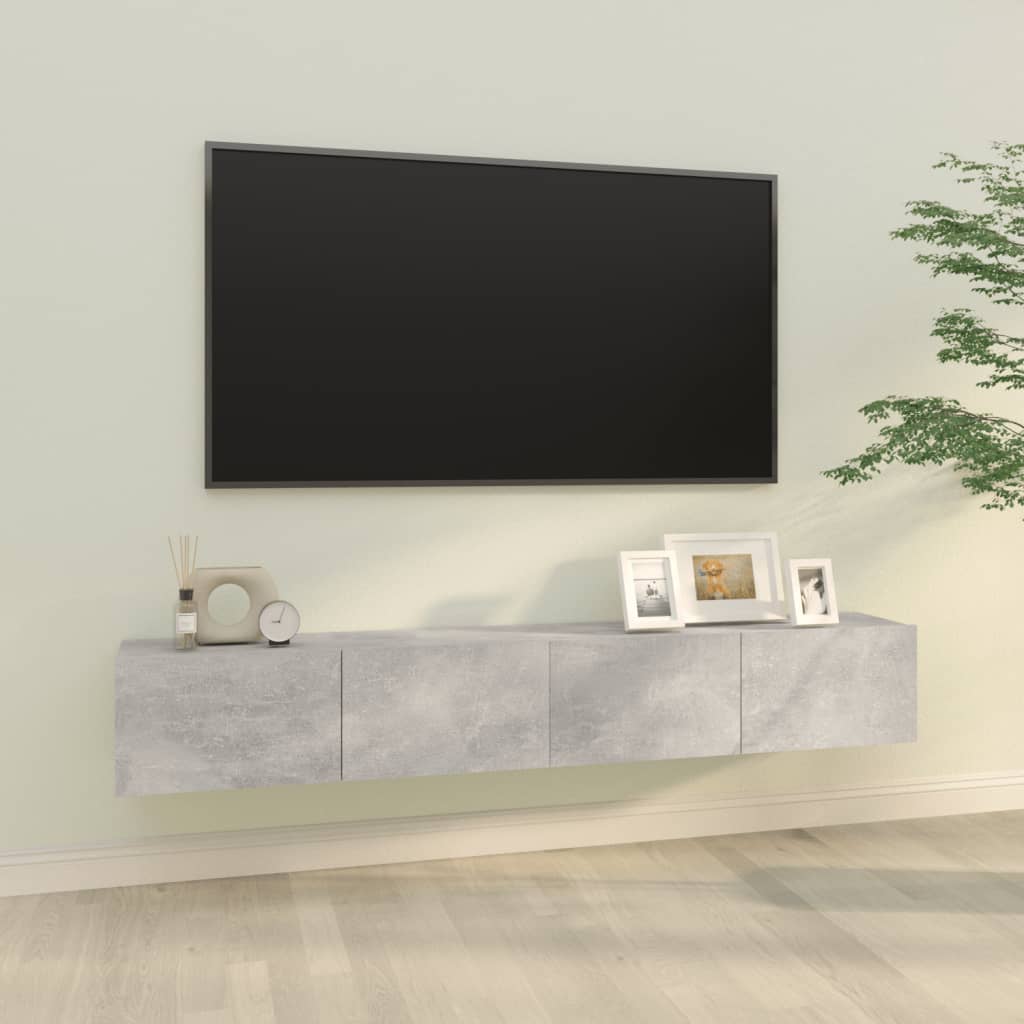 Vegghengte Tv-Benker 2 Stk Betonggrå 100X30X30Cm Konstruert Tre