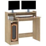 Skrivebord Med Led-Lys Sonoma Eik 97X45X90 Cm Konstruert Tre