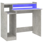 Skrivebord Med Led-Lys Betonggrå 97X45X90 Cm Konstruert Tre