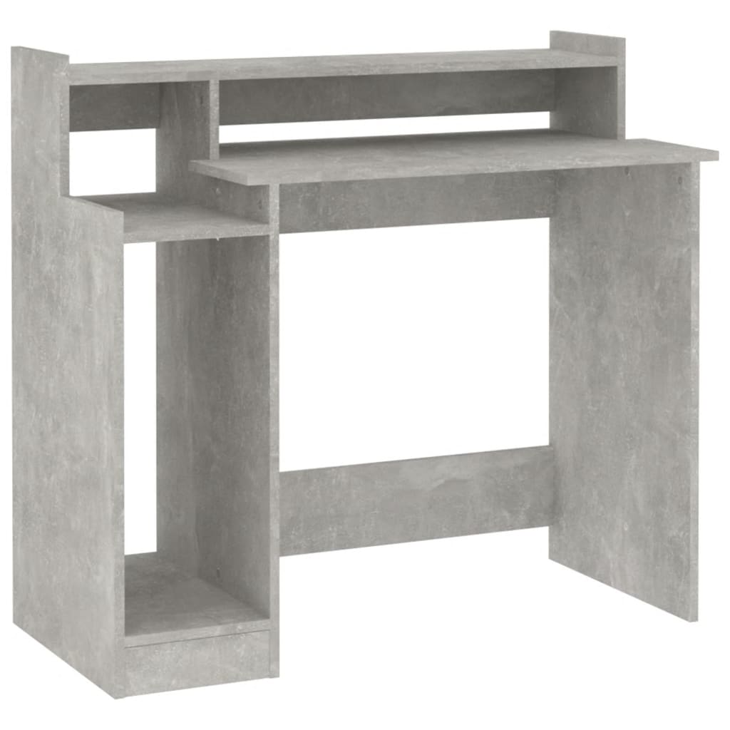 Skrivebord Med Led-Lys Betonggrå 97X45X90 Cm Konstruert Tre