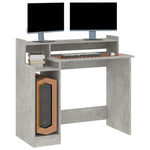 Skrivebord Med Led-Lys Betonggrå 97X45X90 Cm Konstruert Tre