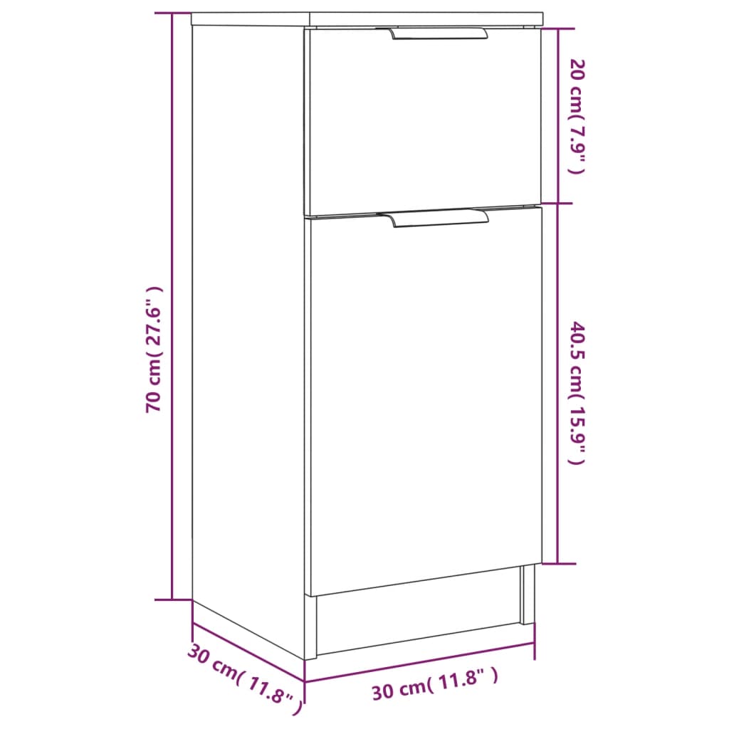 Skjenk Sonoma Eik 30X30X70 Cm Konstruert Tre