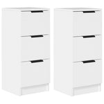 Skjenker 2 Stk Hvit 30X30X70 Cm Konstruert Tre