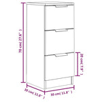 Skjenker 2 Stk Hvit 30X30X70 Cm Konstruert Tre