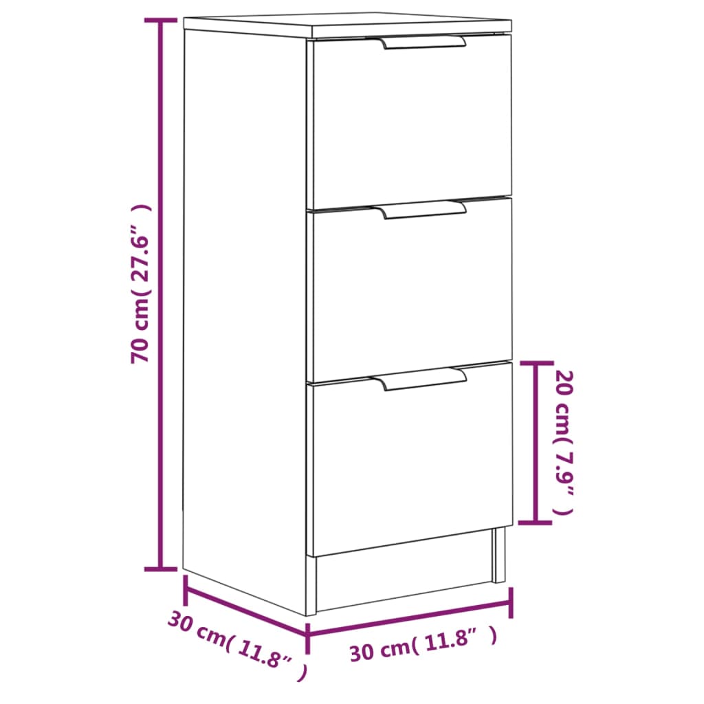 Skjenker 2 Stk Hvit 30X30X70 Cm Konstruert Tre