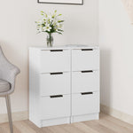 Skjenker 2 Stk Hvit 30X30X70 Cm Konstruert Tre