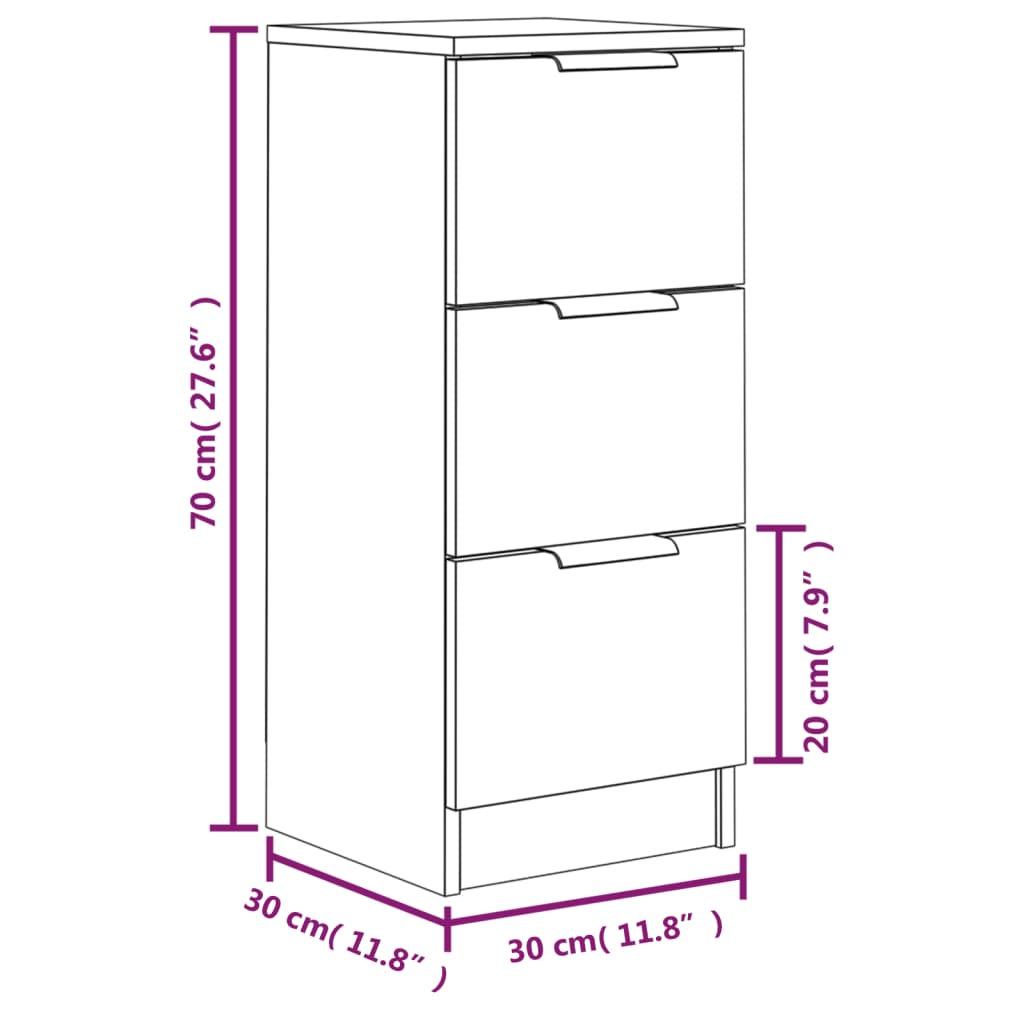 Skjenk Svart 30X30X70 Cm Konstruert Tre
