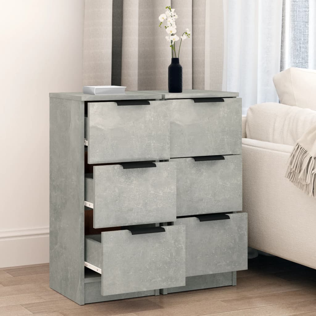 Skjenker 2 Stk Betonggrå 30X30X70 Cm Konstruert Tre