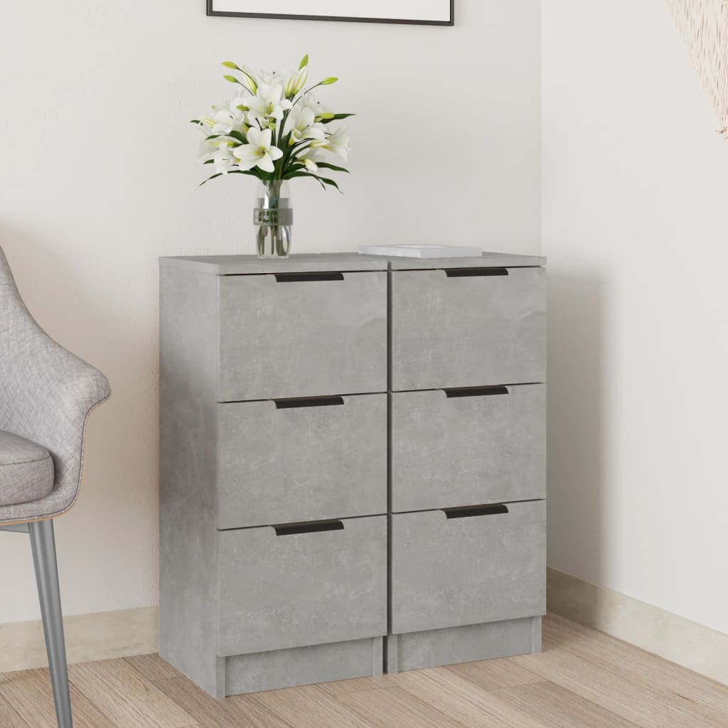 Skjenker 2 Stk Betonggrå 30X30X70 Cm Konstruert Tre