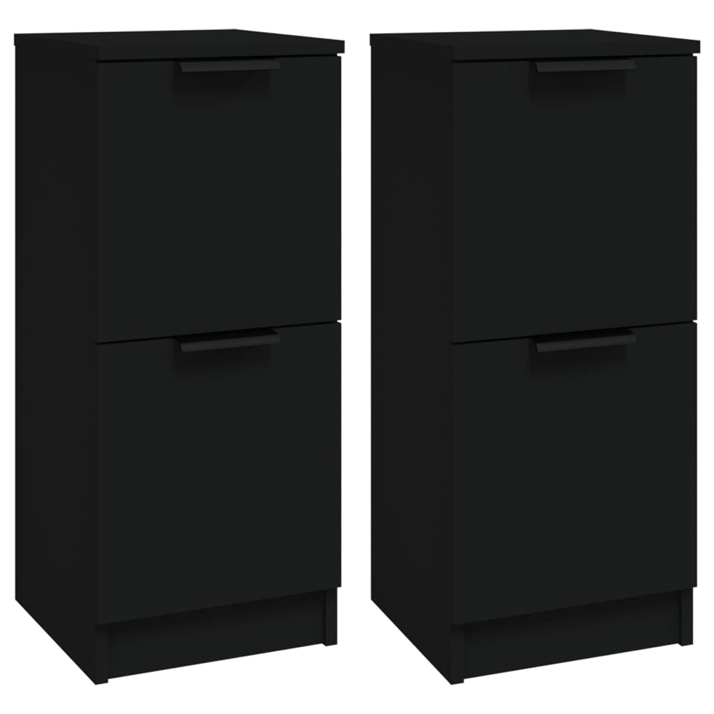Skjenker 2 Stk Svart 30X30X70 Cm Konstruert Tre