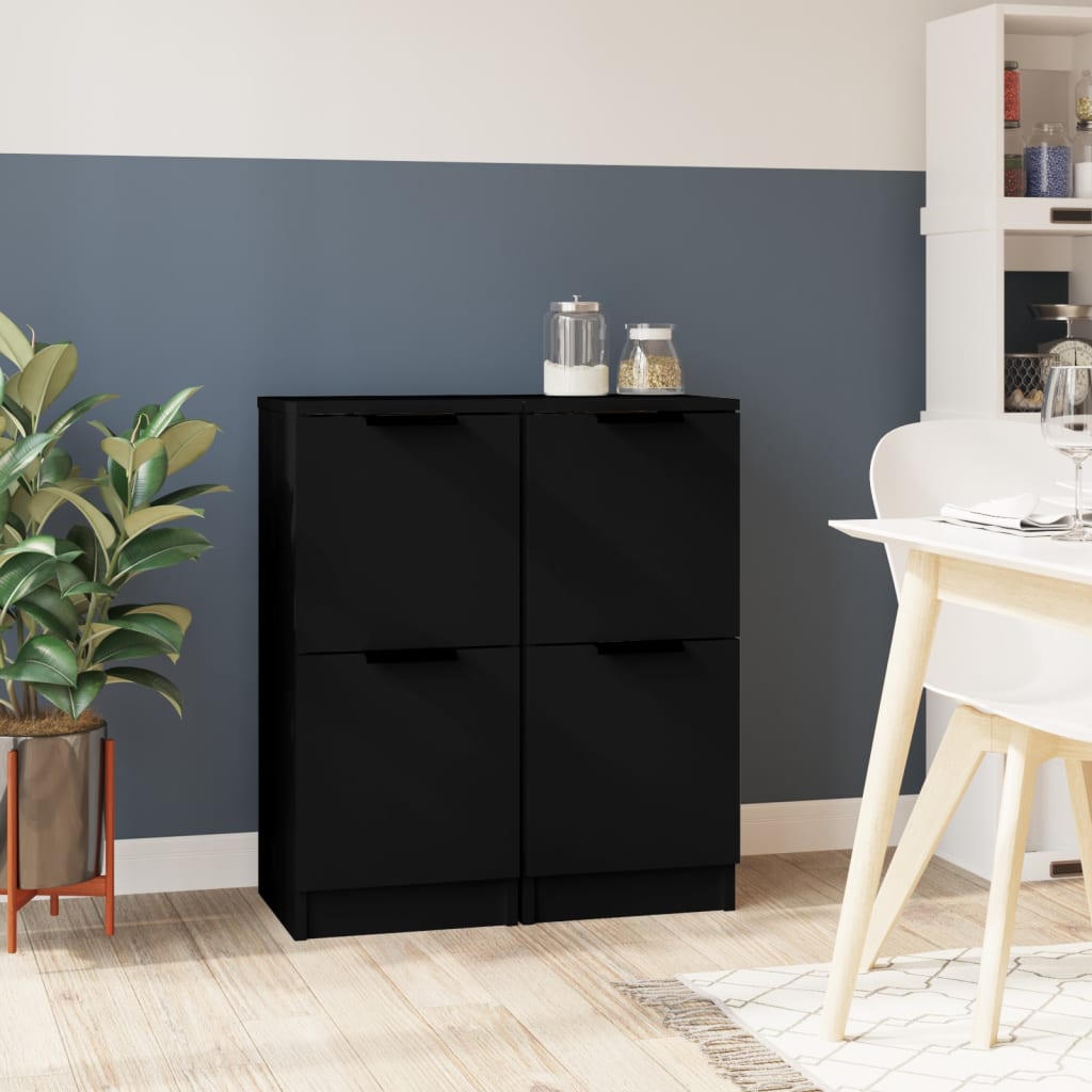 Skjenker 2 Stk Svart 30X30X70 Cm Konstruert Tre