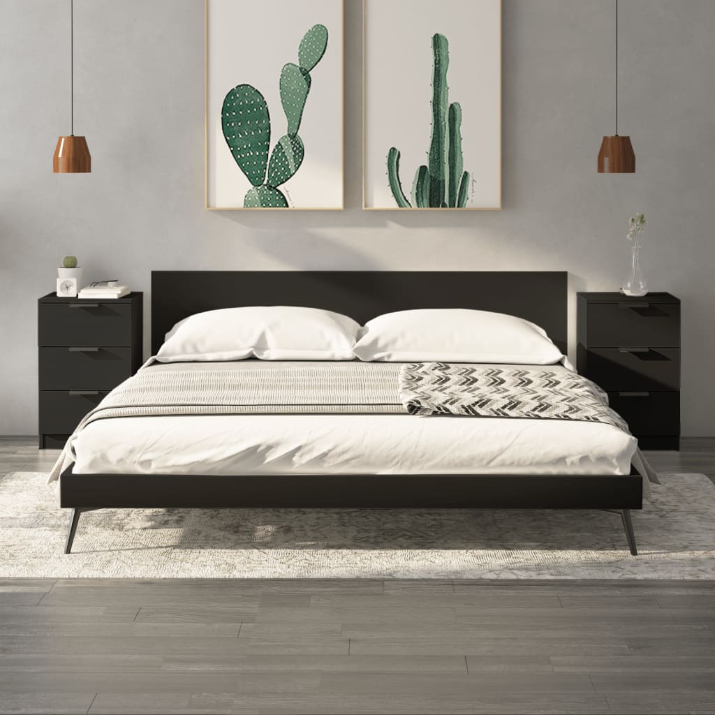 Nattbord 2 Stk Svart 40X36X65 Cm
