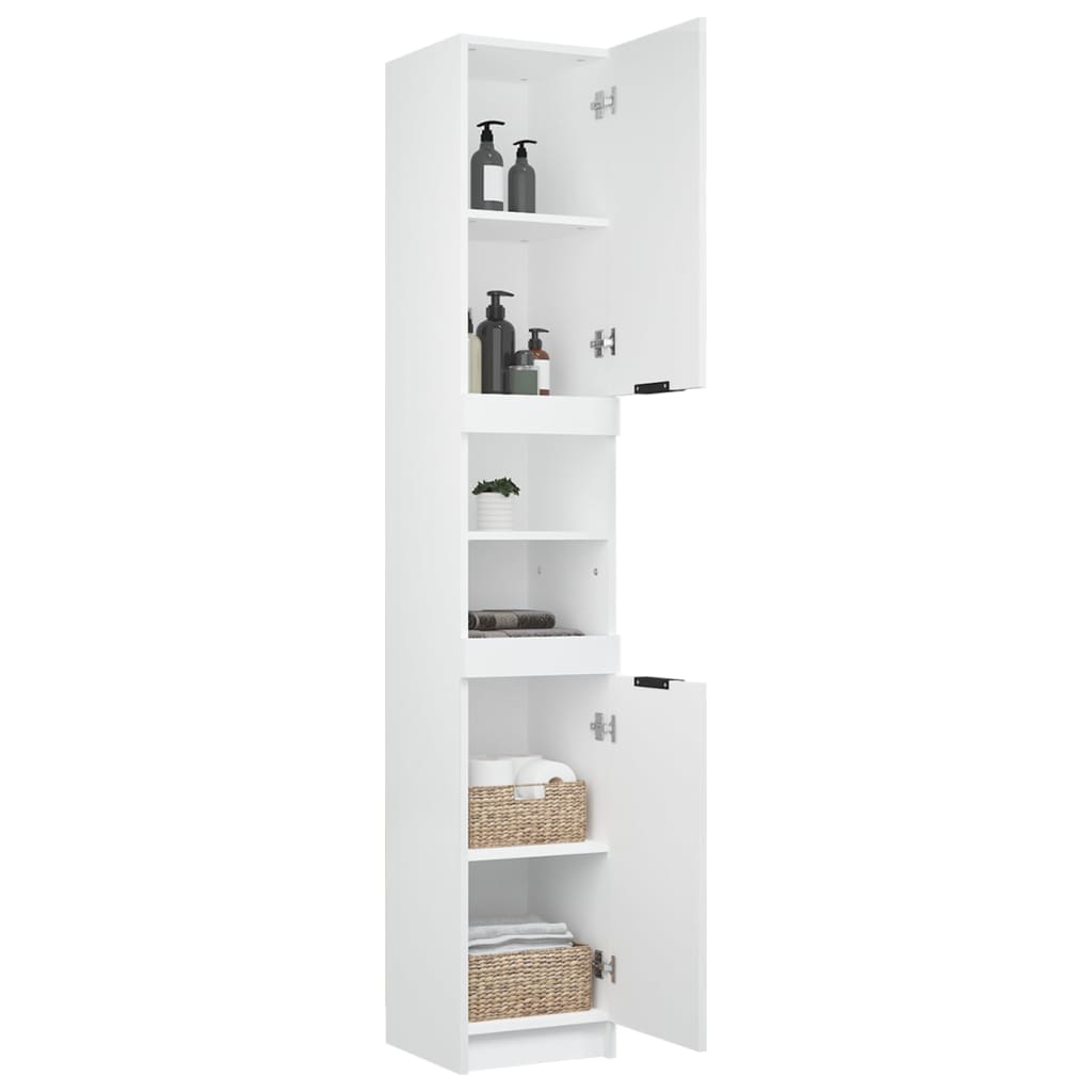Baderomsskap Hvit 32X34X188,5 Cm Konstruert Tre