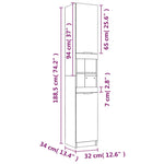 Baderomsskap Hvit 32X34X188,5 Cm Konstruert Tre