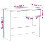 Konsollbord Hvit 90X36X75 Cm Konstruert Tre