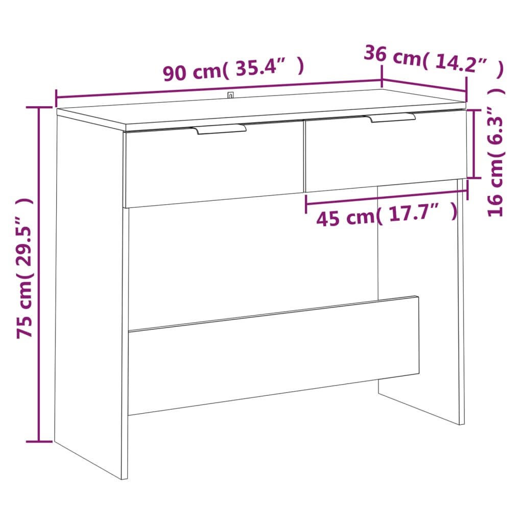 Konsollbord Svart 90X36X75 Cm Konstruert Tre