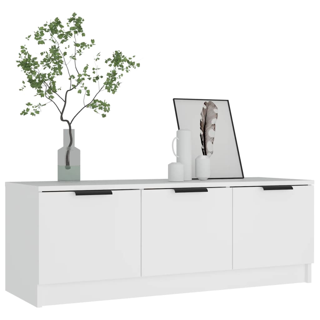 Tv-Benk Hvit 102X35X36,5 Cm Konstruert Tre