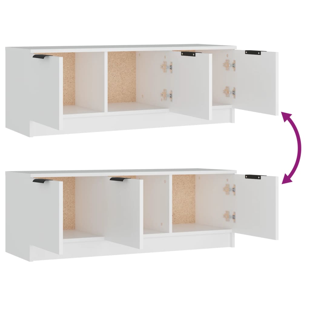 Tv-Benk Hvit 102X35X36,5 Cm Konstruert Tre