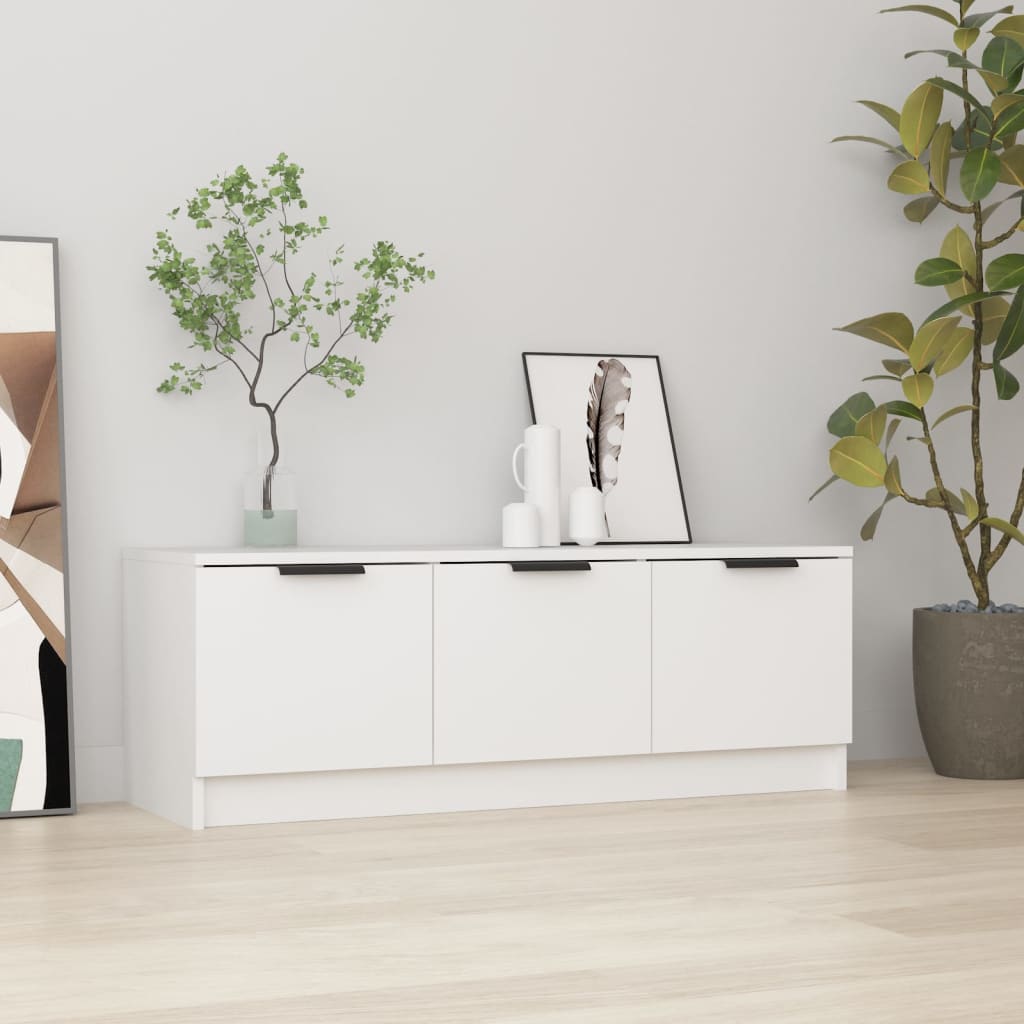 Tv-Benk Hvit 102X35X36,5 Cm Konstruert Tre