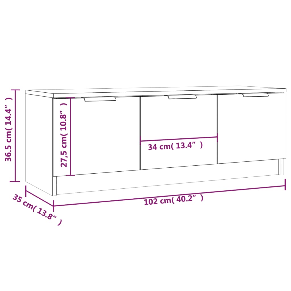 Tv-Benk Betonggrå 102X35X36,5 Cm Konstruert Tre