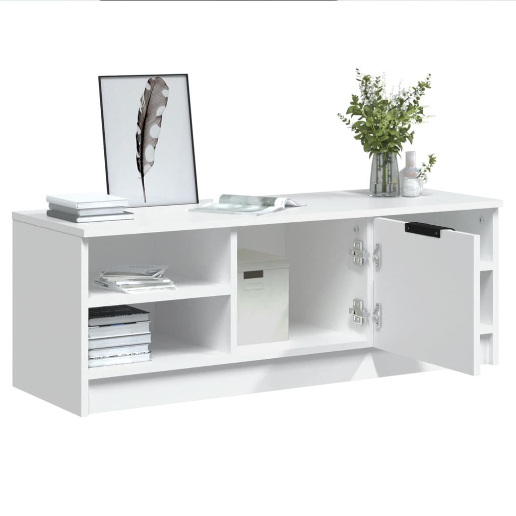Tv-Benk Hvit 102X35,5X36,5 Cm Konstruert Tre