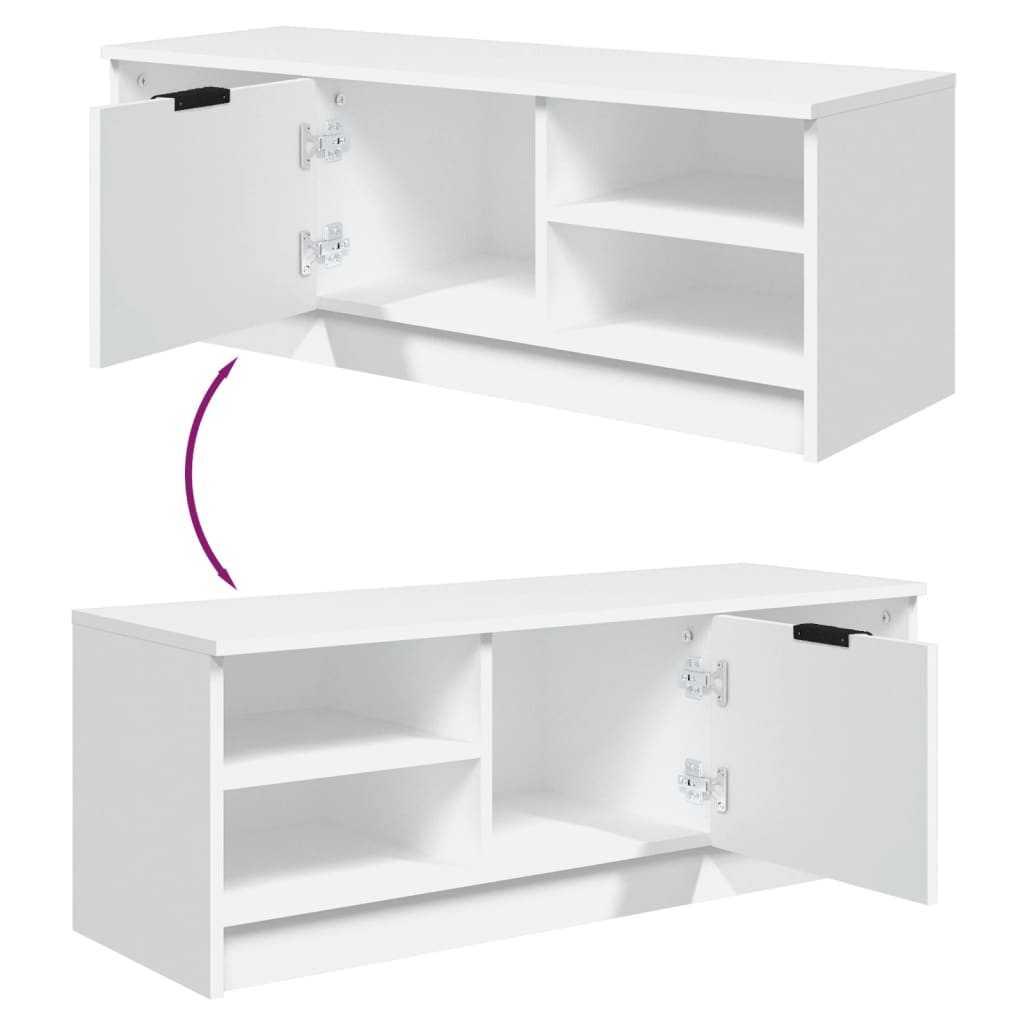 Tv-Benk Hvit 102X35,5X36,5 Cm Konstruert Tre