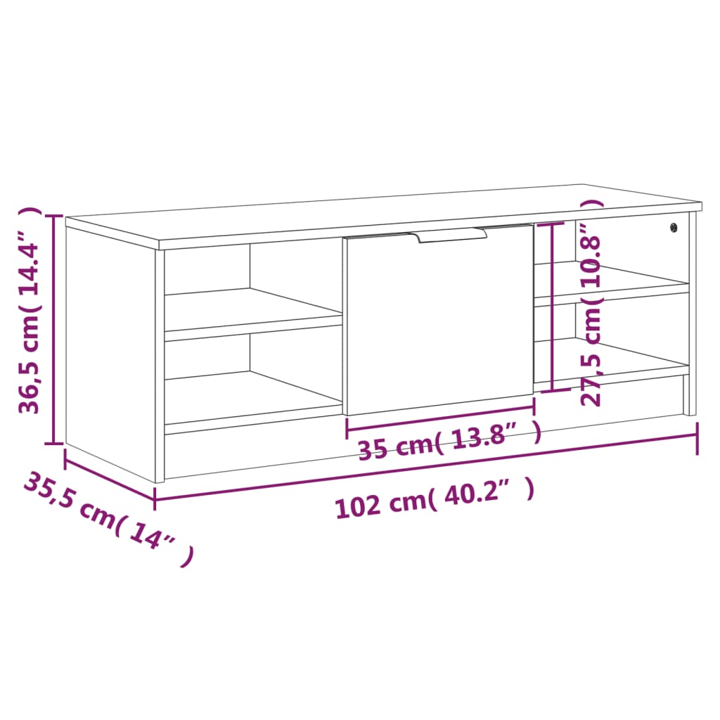 Tv-Benk Betonggrå 102X35,5X36,5 Cm Konstruert Tre