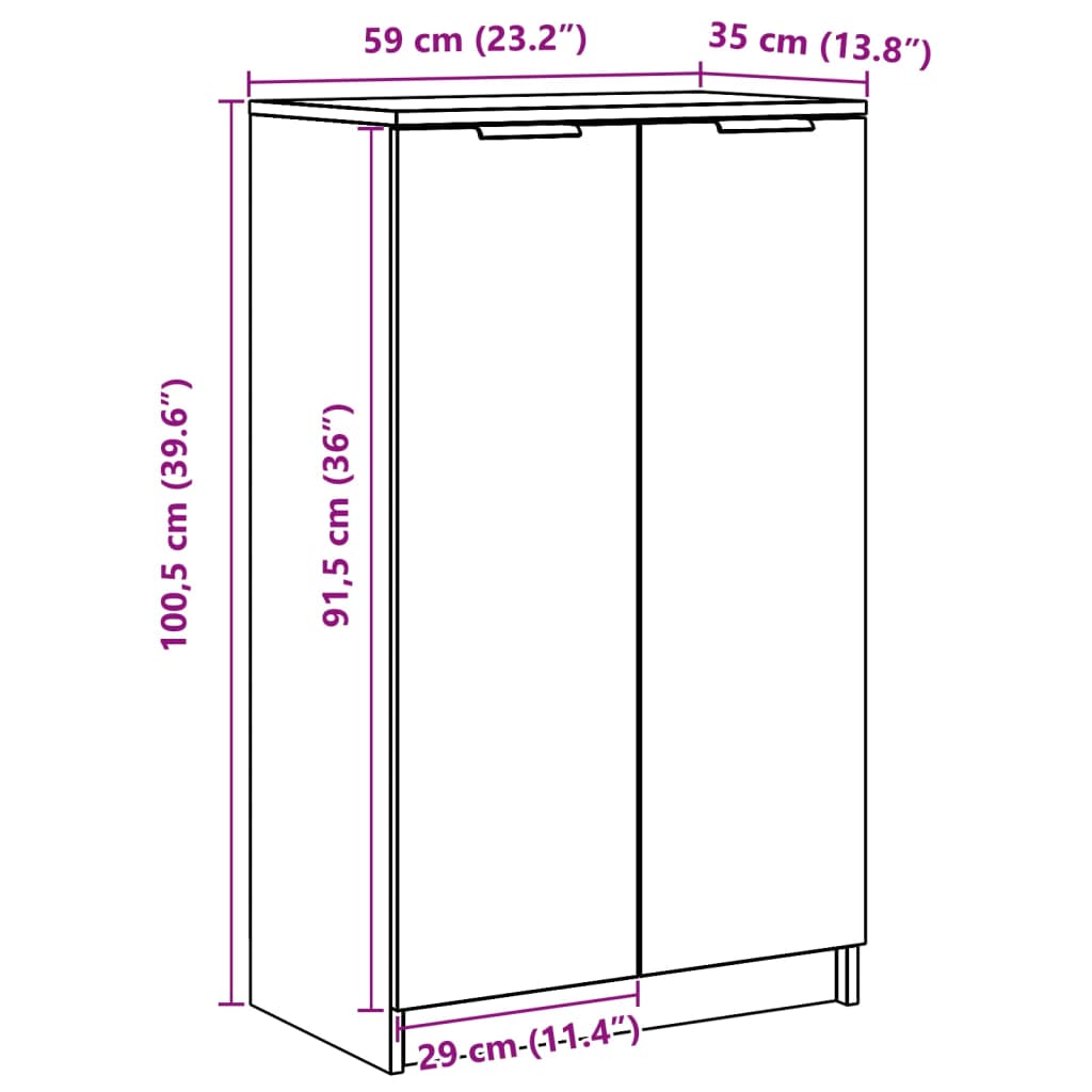 Skoskap Betonggrå 59X35X100 Cm Konstruert Tre