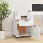 Mobilt Arkivskap Med Hjul Hvit 45X38X54 Cm Konstruert Tre