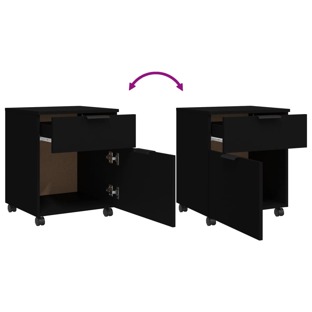 Mobilt Arkivskap Med Hjul Svart 45X38X54 Cm Konstruert Tre