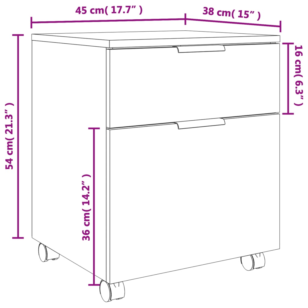 Mobilt Arkivskap Med Hjul Svart 45X38X54 Cm Konstruert Tre