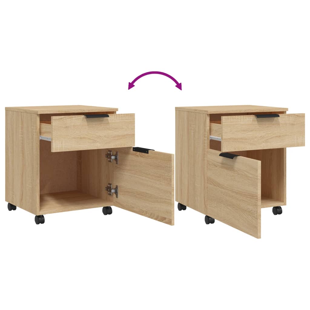 Mobilt Arkivskap Med Hjul Sonoma Eik 45X38X54 Cm Konstruert Tre